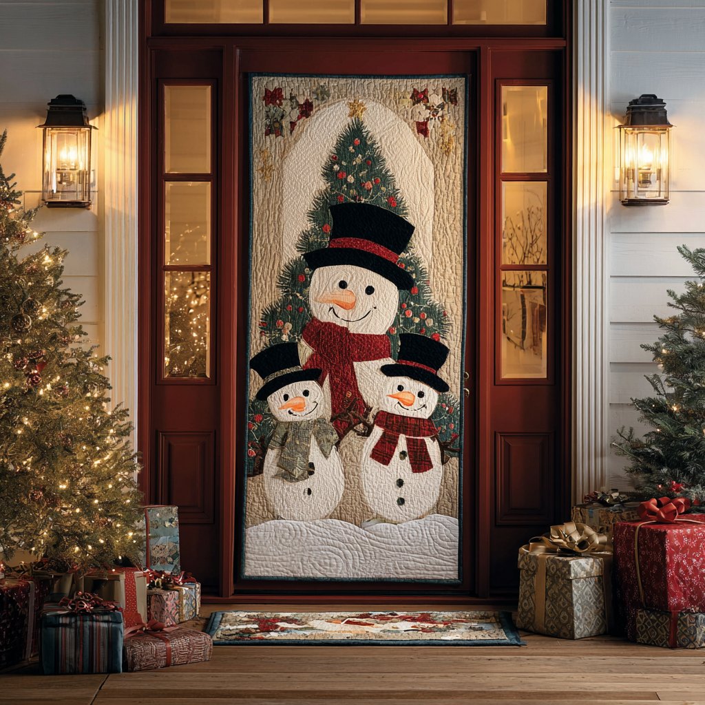 Joyful Snowman Quilted Door Curtain printed door curtain
