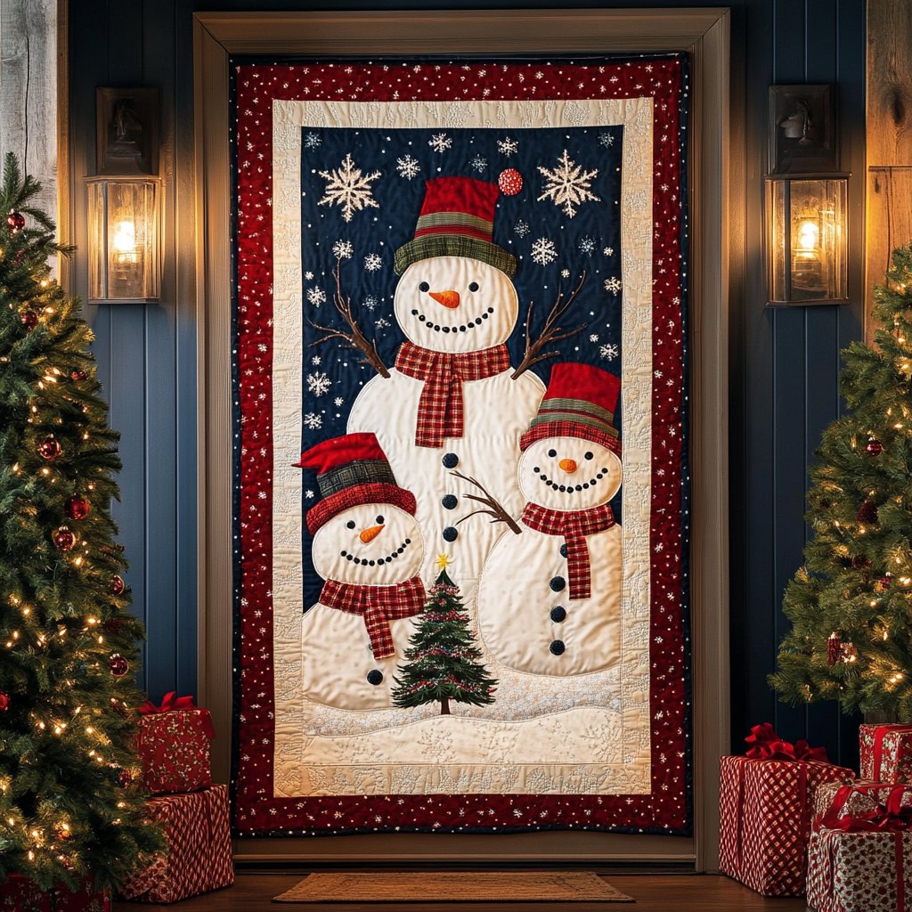 Joyful Snowman Quilted Door Curtain printed door curtain
