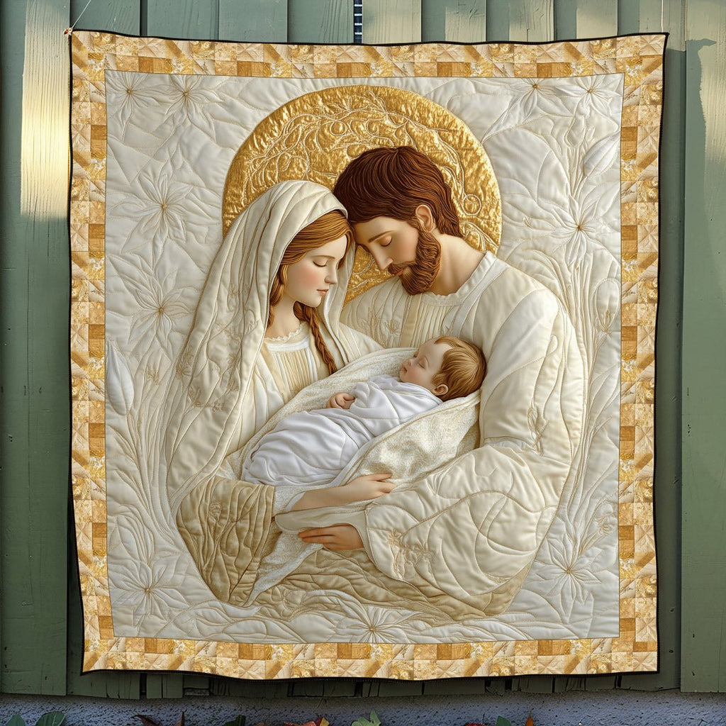 Joyous Nativity Scene Quilted Blanket printed blanket