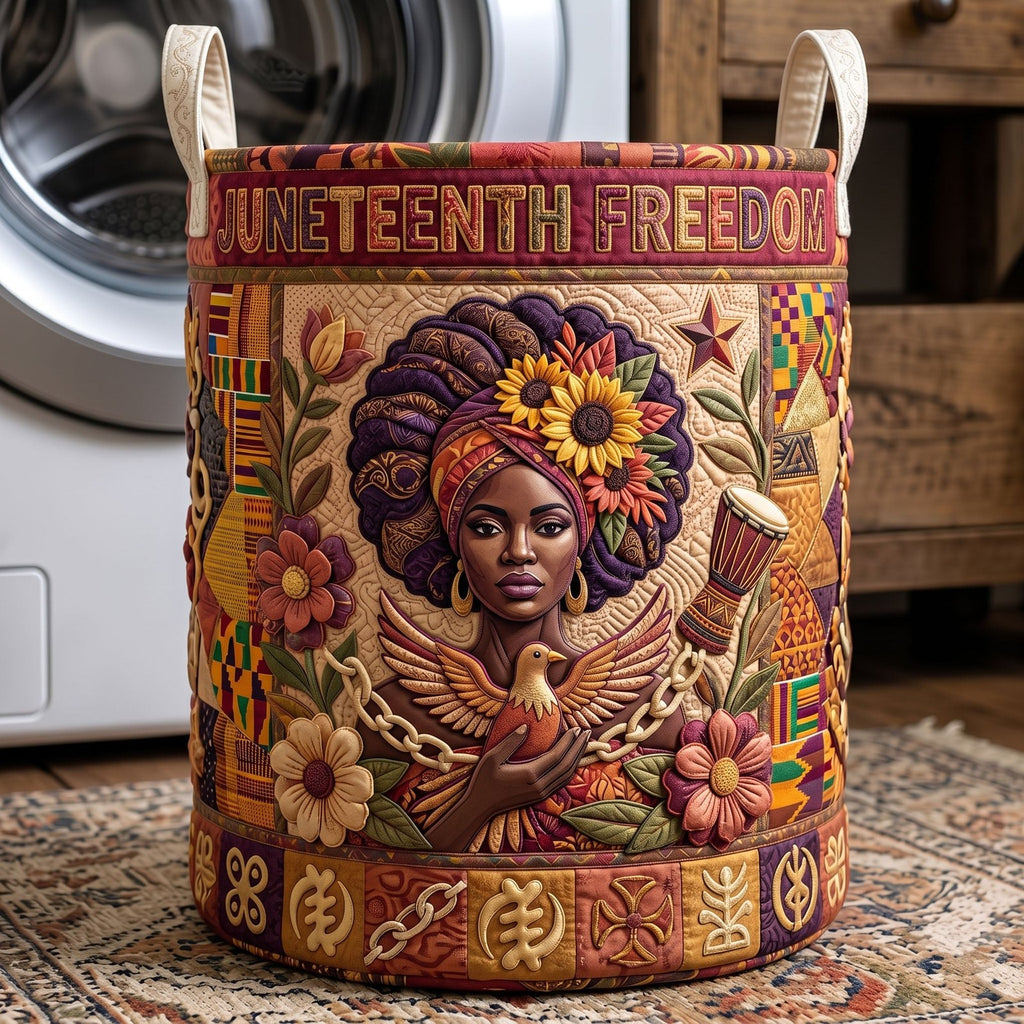 Juneteenth Freedom Quilted Laundry Hamper printed laundry hamper