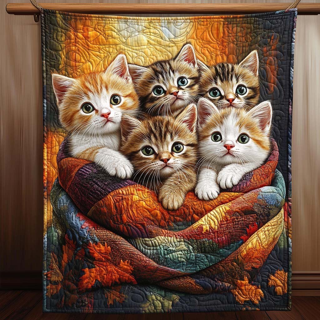 Kitten Bundle Quilted Blanket printed blanket