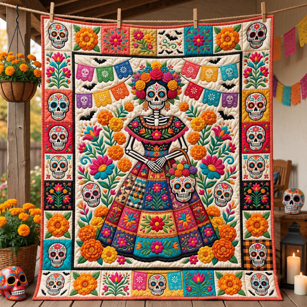 La Catrina Quilted Blanket printed blanket