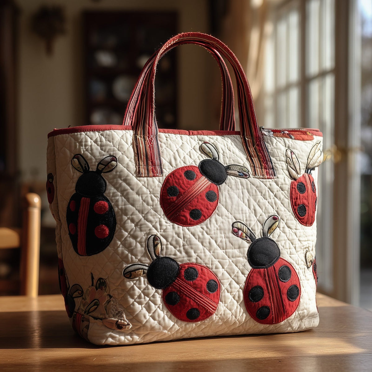 Ladybug Quilted Tote Bag printed tote bag