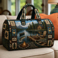 Lake Cabin Camping Quilted Duffle Bag printed quilted duffle bag