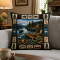 Lake Cabin Camping Quilted Pillow Case printed quilted cushion cover