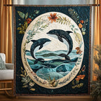 Leafy Ocean Quilted Blanket printed blanket