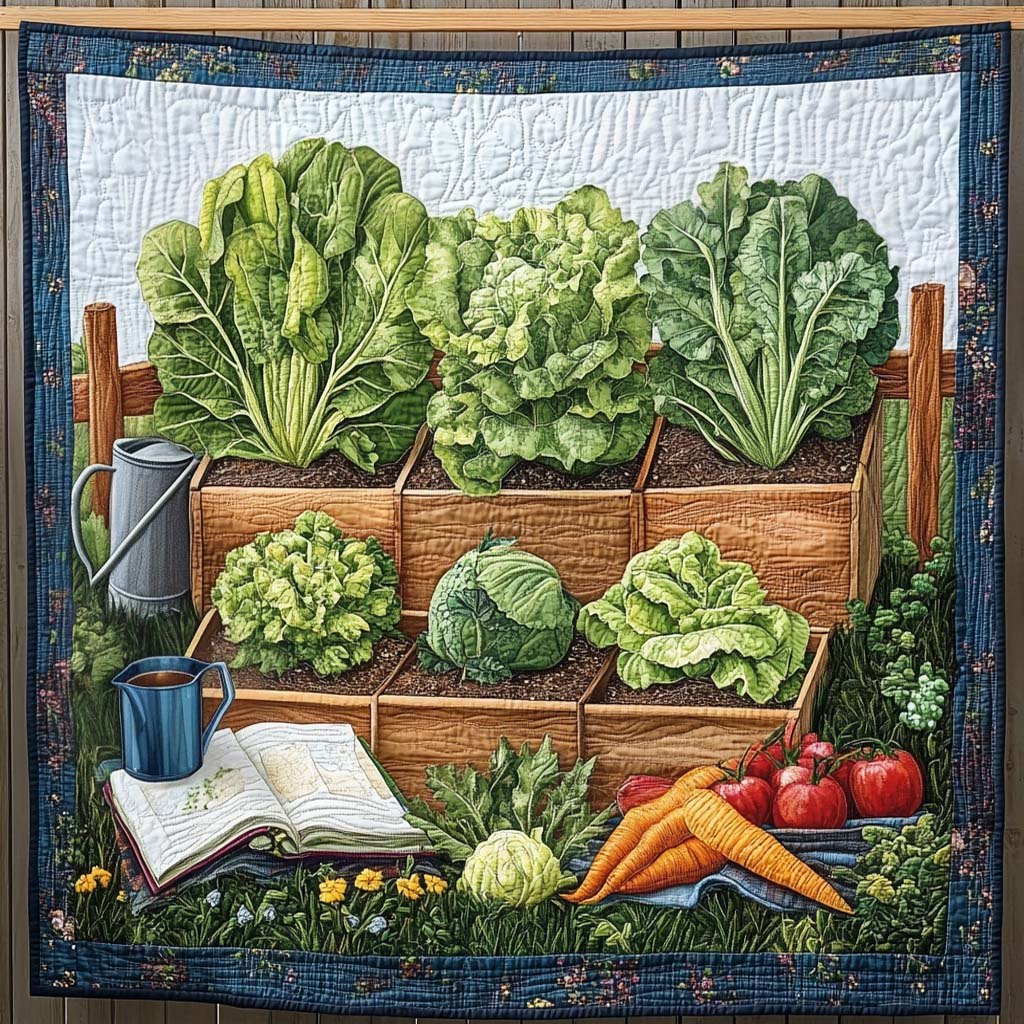 Lettuce Patch Quilted Blanket printed blanket