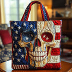 Liberty Skull Quilted Tote Bag printed tote bag