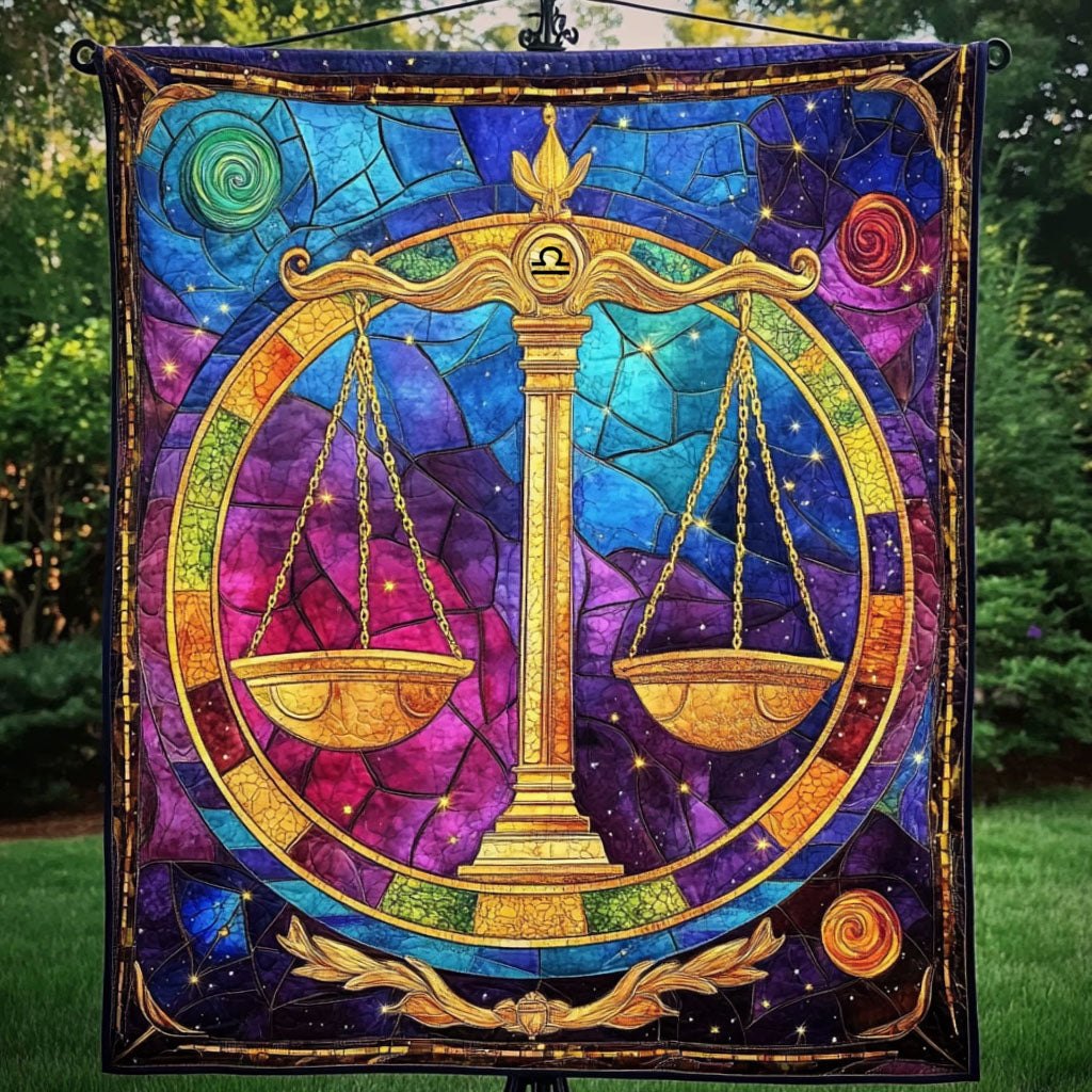 Libra Cosmic Circle Quilted Blanket printed blanket