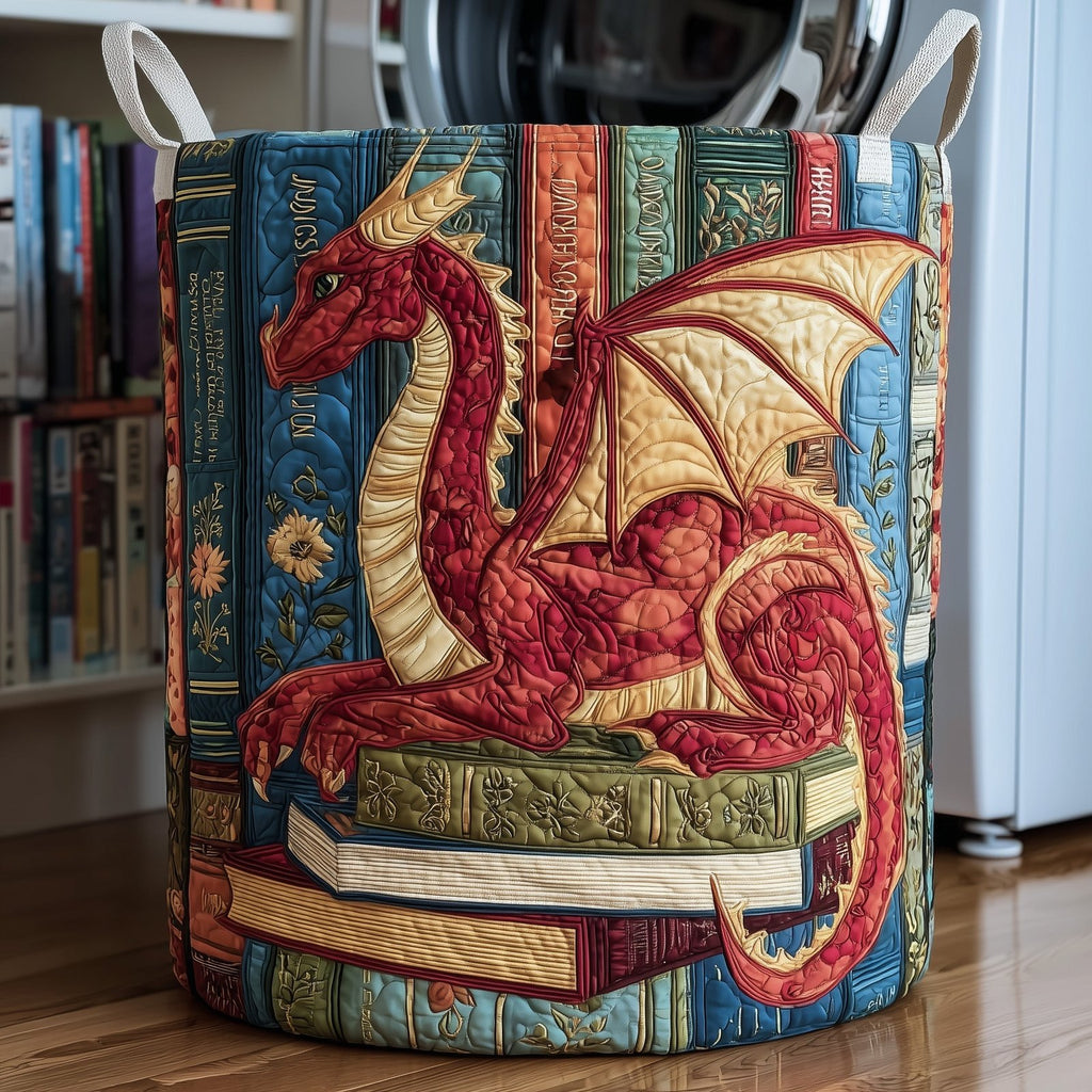 Library Dragon Quilted Laundry Hamper printed laundry hamper