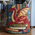 Library Dragon Quilted Laundry Hamper printed laundry hamper