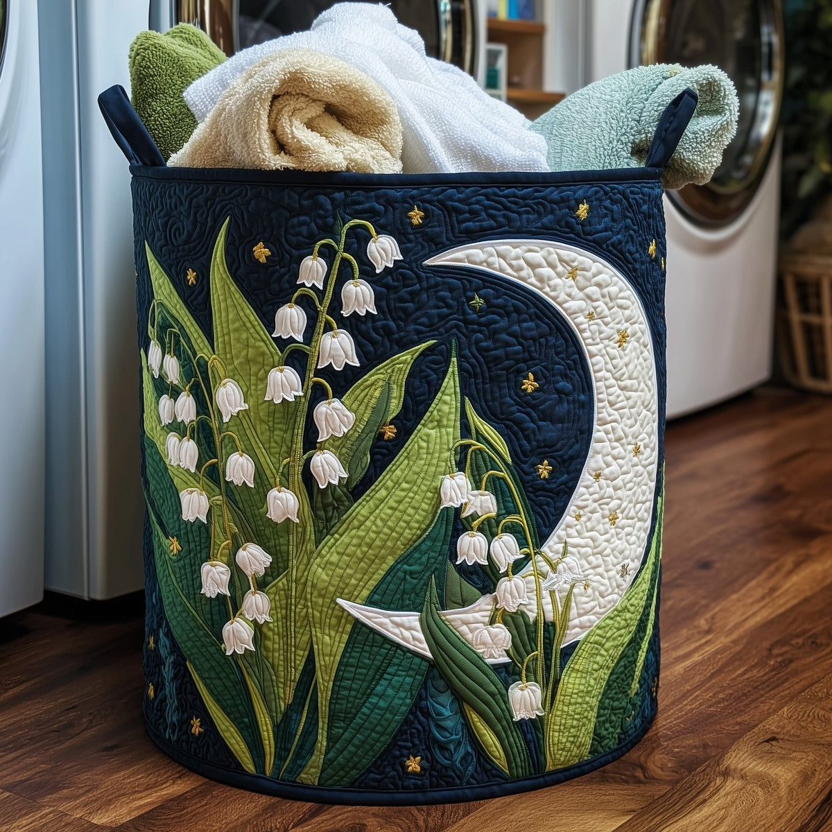 Lily of the Valley Quilted Laundry Hamper printed laundry hamper