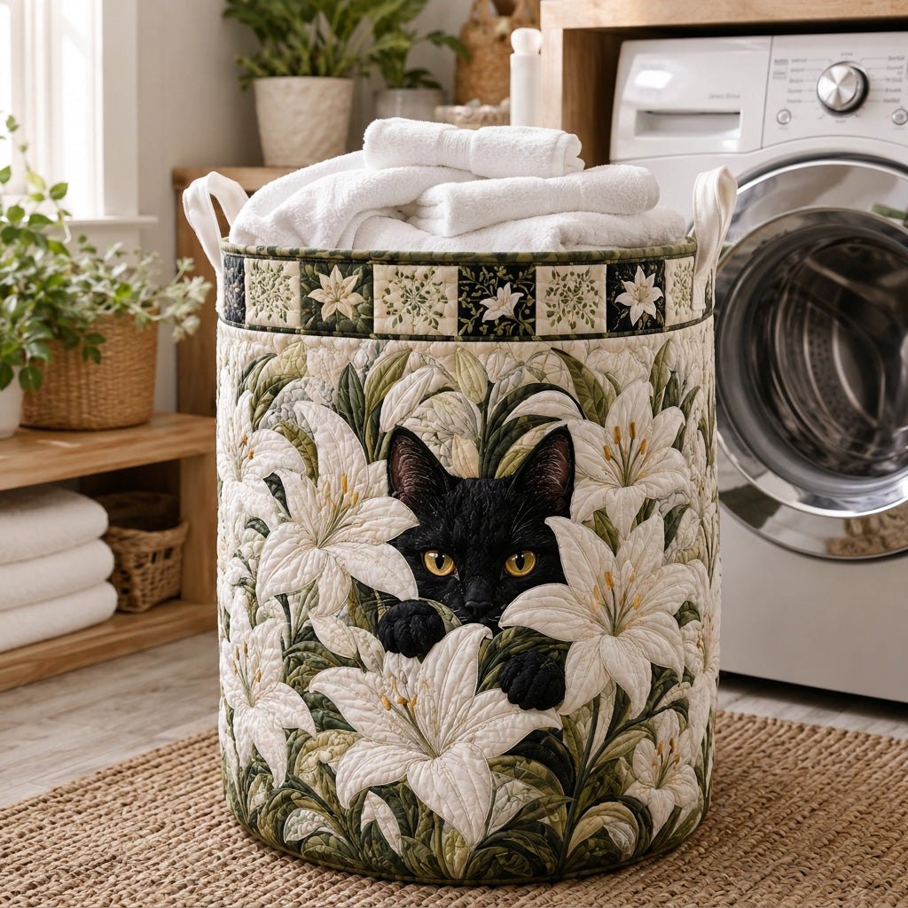 Lily Whiskers Quilted Laundry Hamper printed laundry hamper