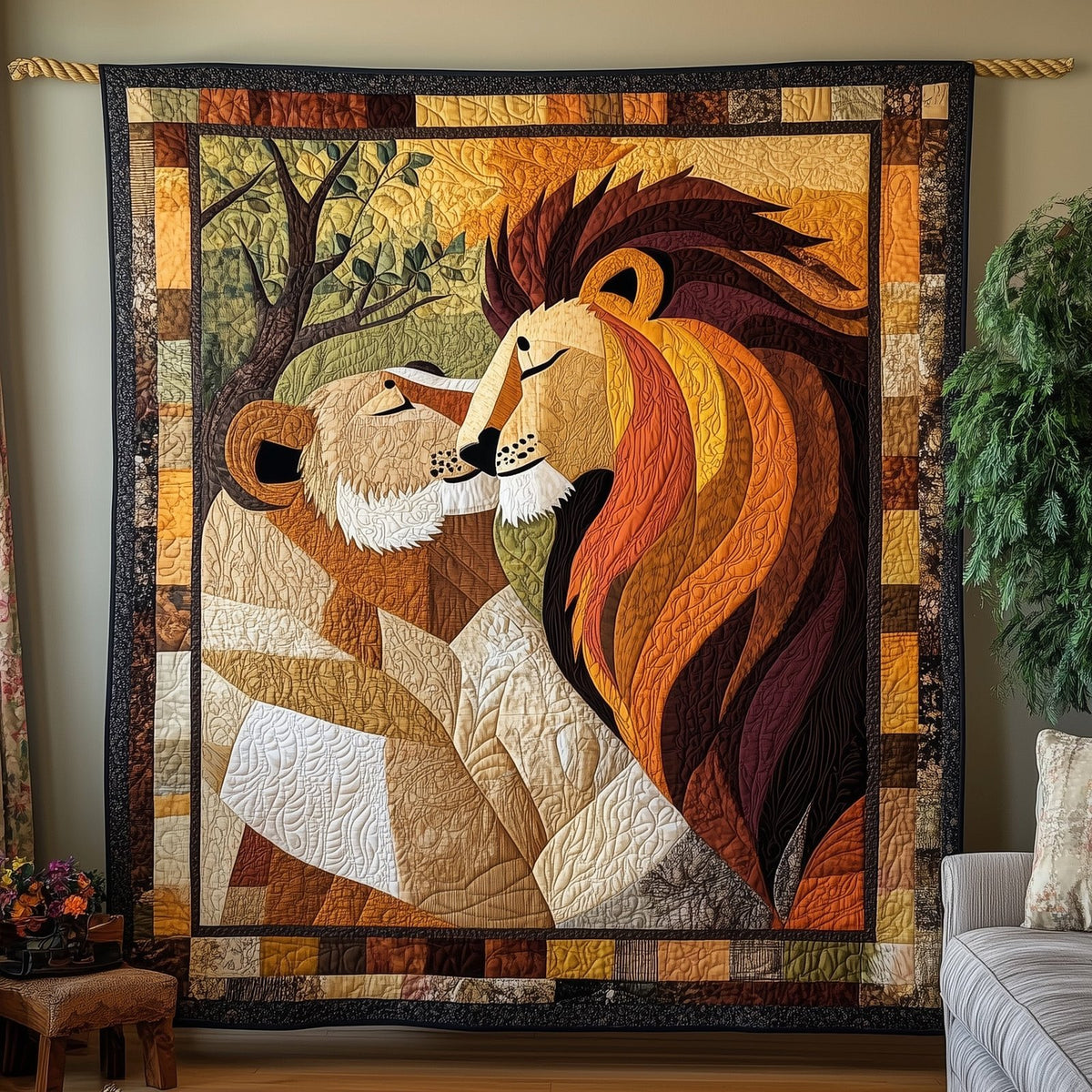 Lionheart Kiss Quilted Blanket printed blanket