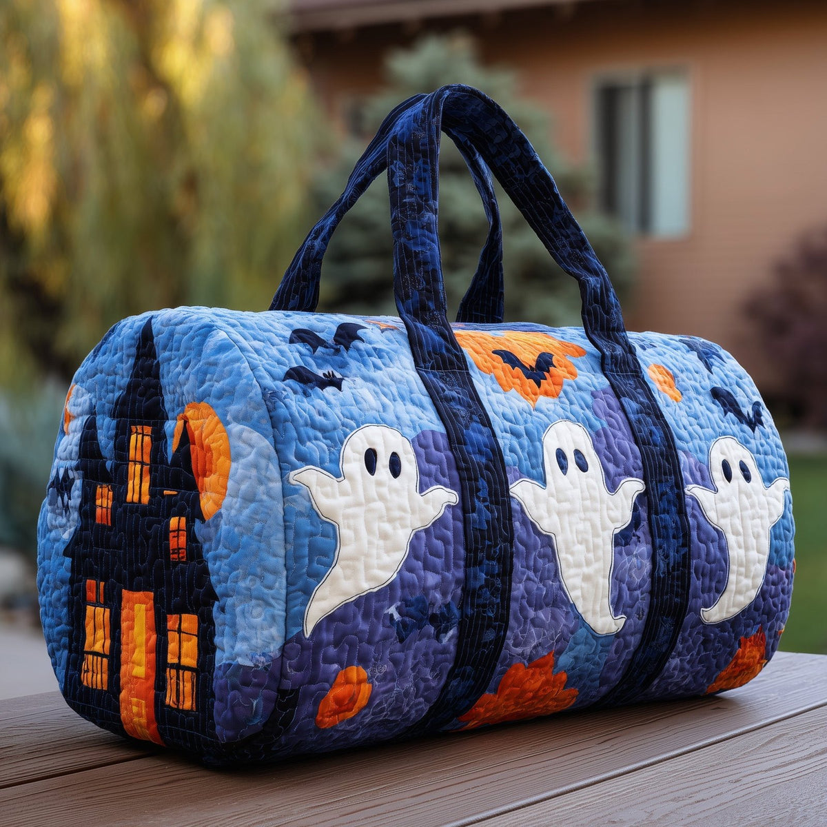 Little Ghost Quilted Duffle Bag printed duffle bag