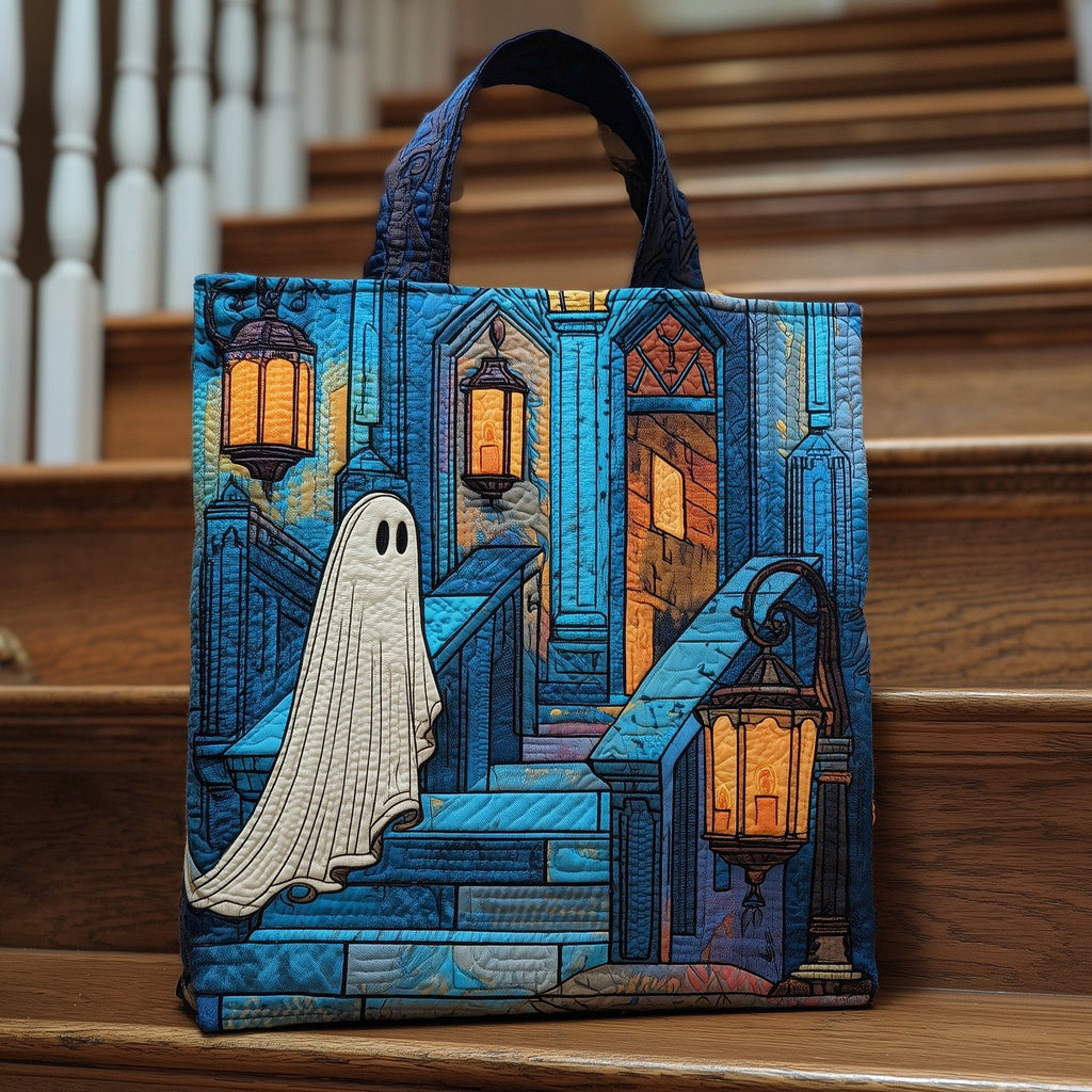 Little Ghost Quilted Tote Bag printed tote bag