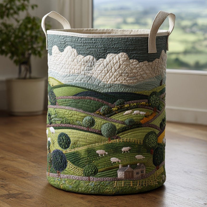 Little Sheep Field Quilted Laundry Hamper printed laundry hamper