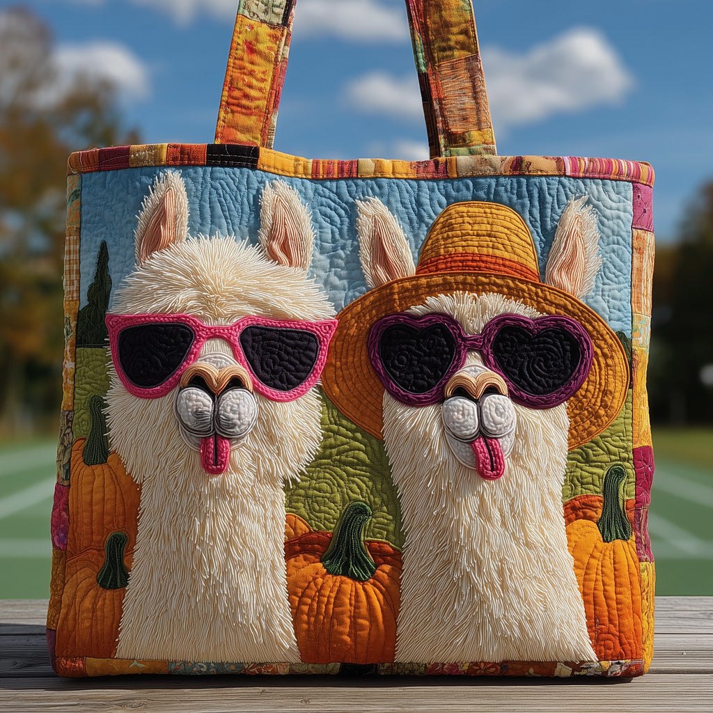 Llama Charm Quilted Tote Bag printed tote bag