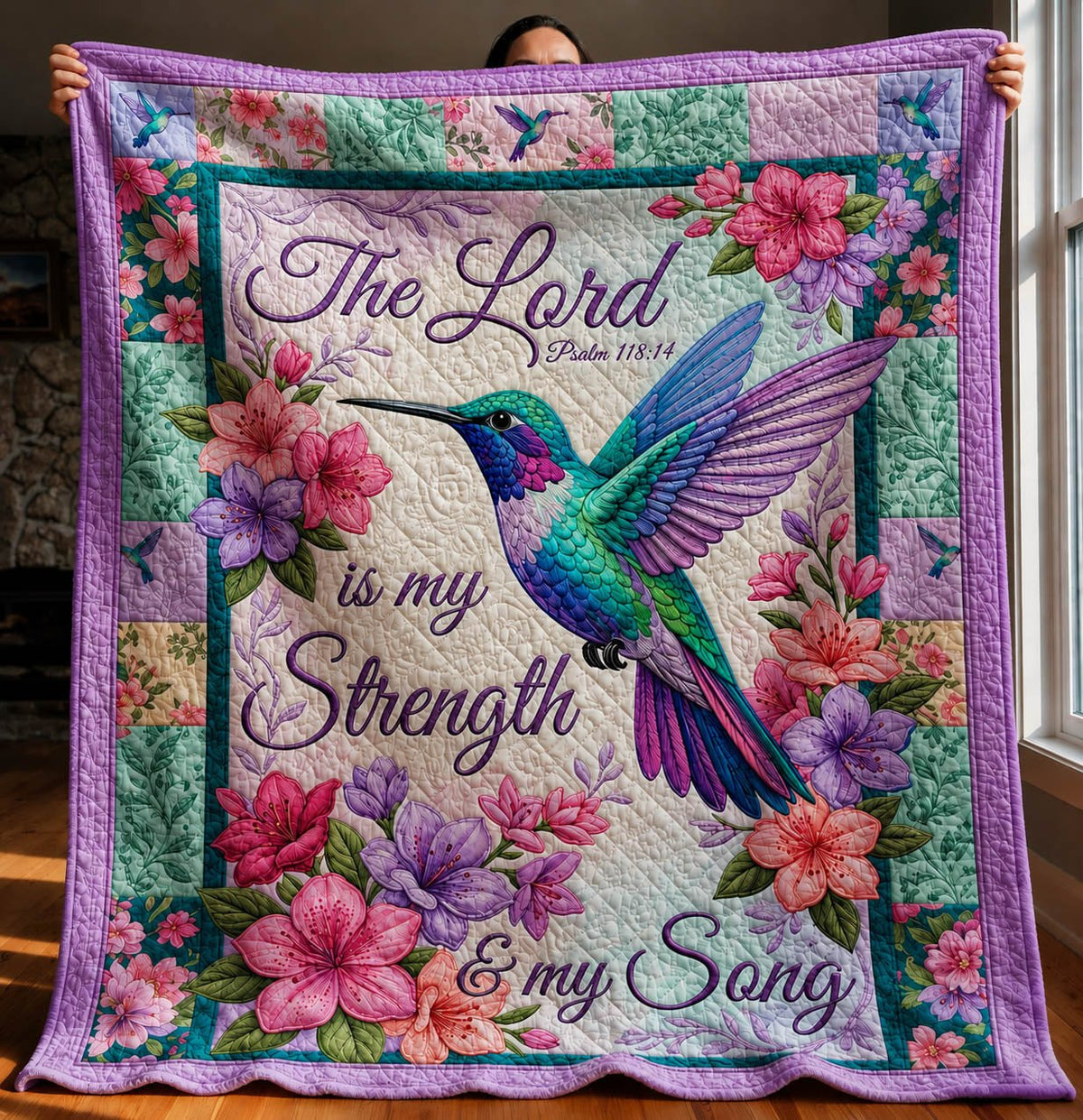 Lord Is My Strength Quilted Blanket printed blanket