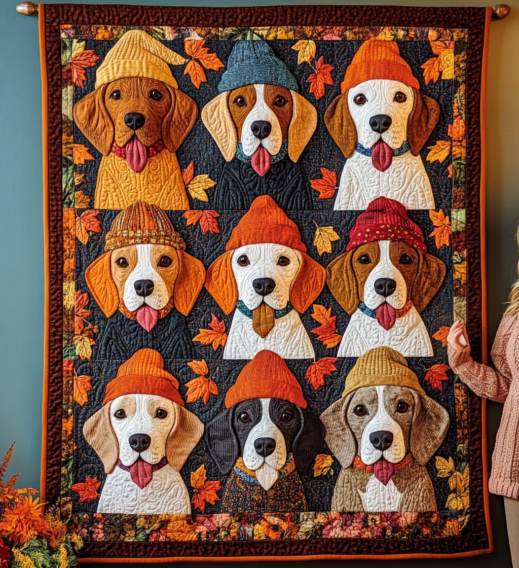 Lovable Beagles Quilted Blanket printed blanket