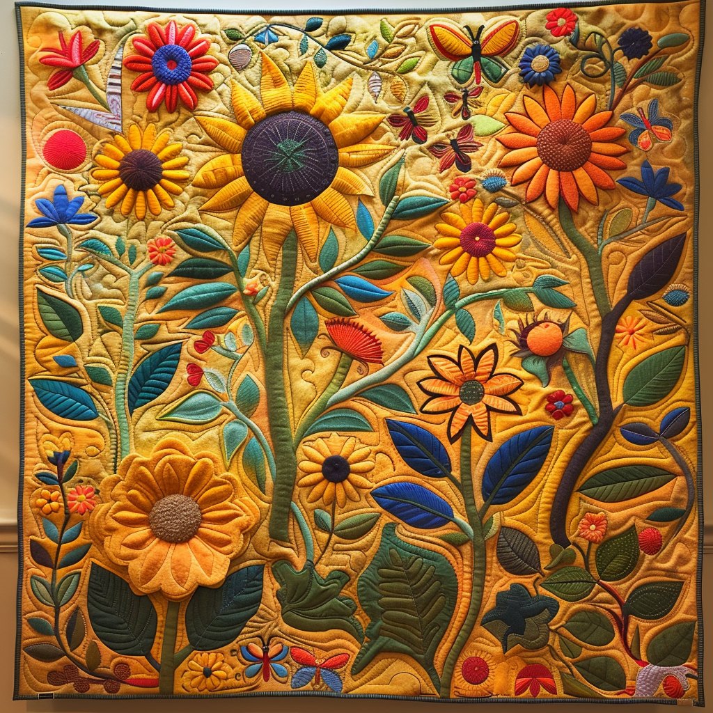 Lovable Sunflowers Quilted Blanket printed blanket