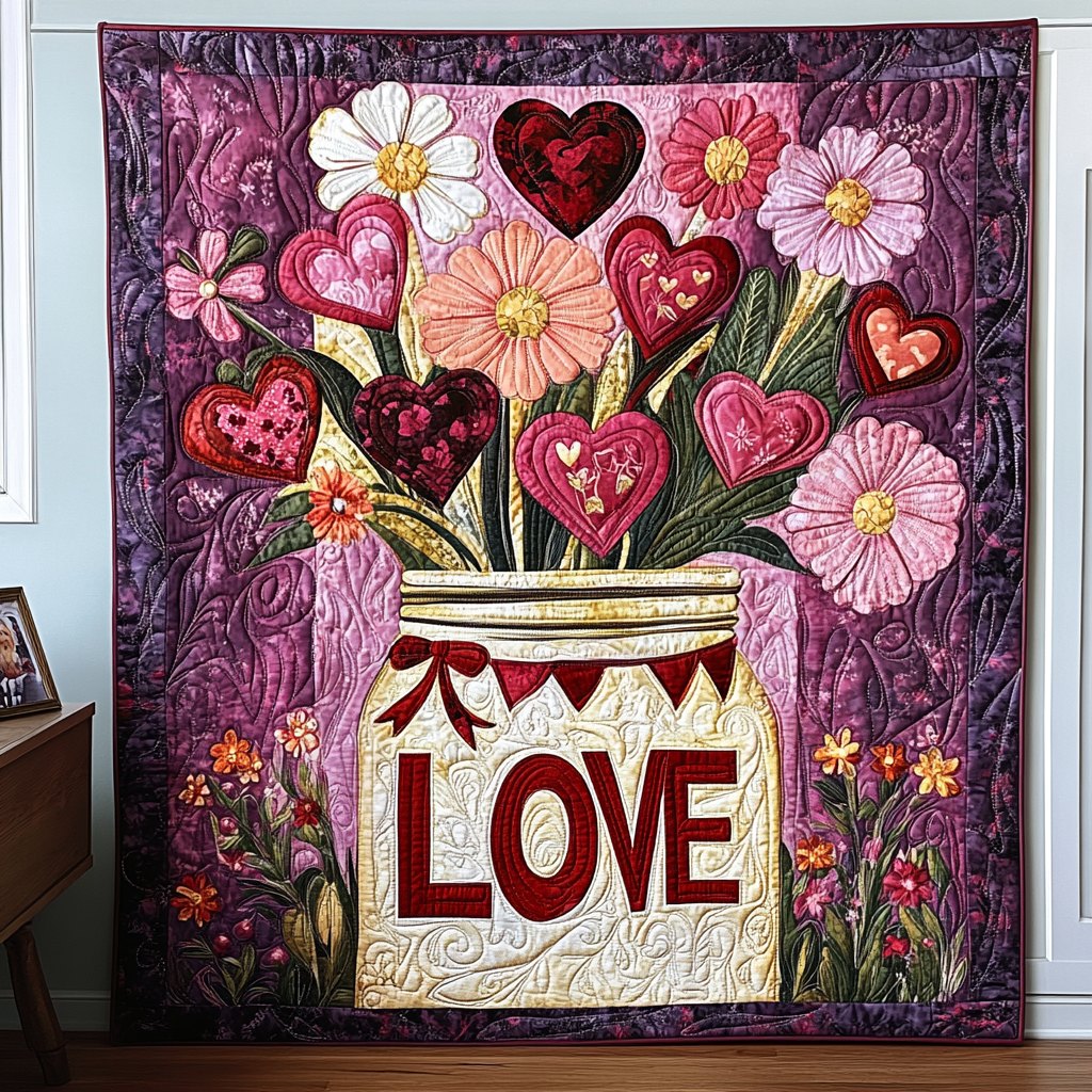 Love Blooms Quilted Blanket printed blanket