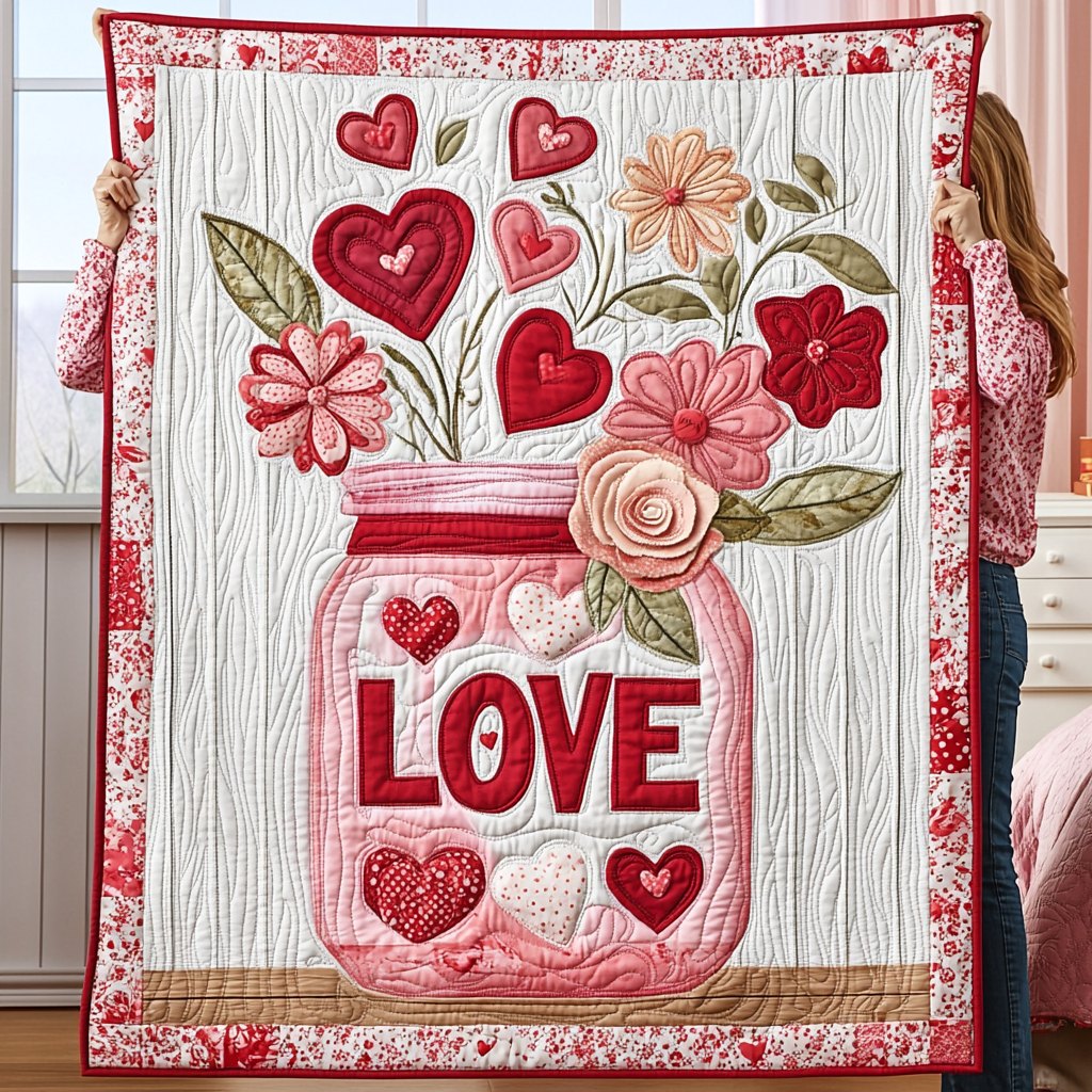Love Jar Quilted Blanket printed blanket