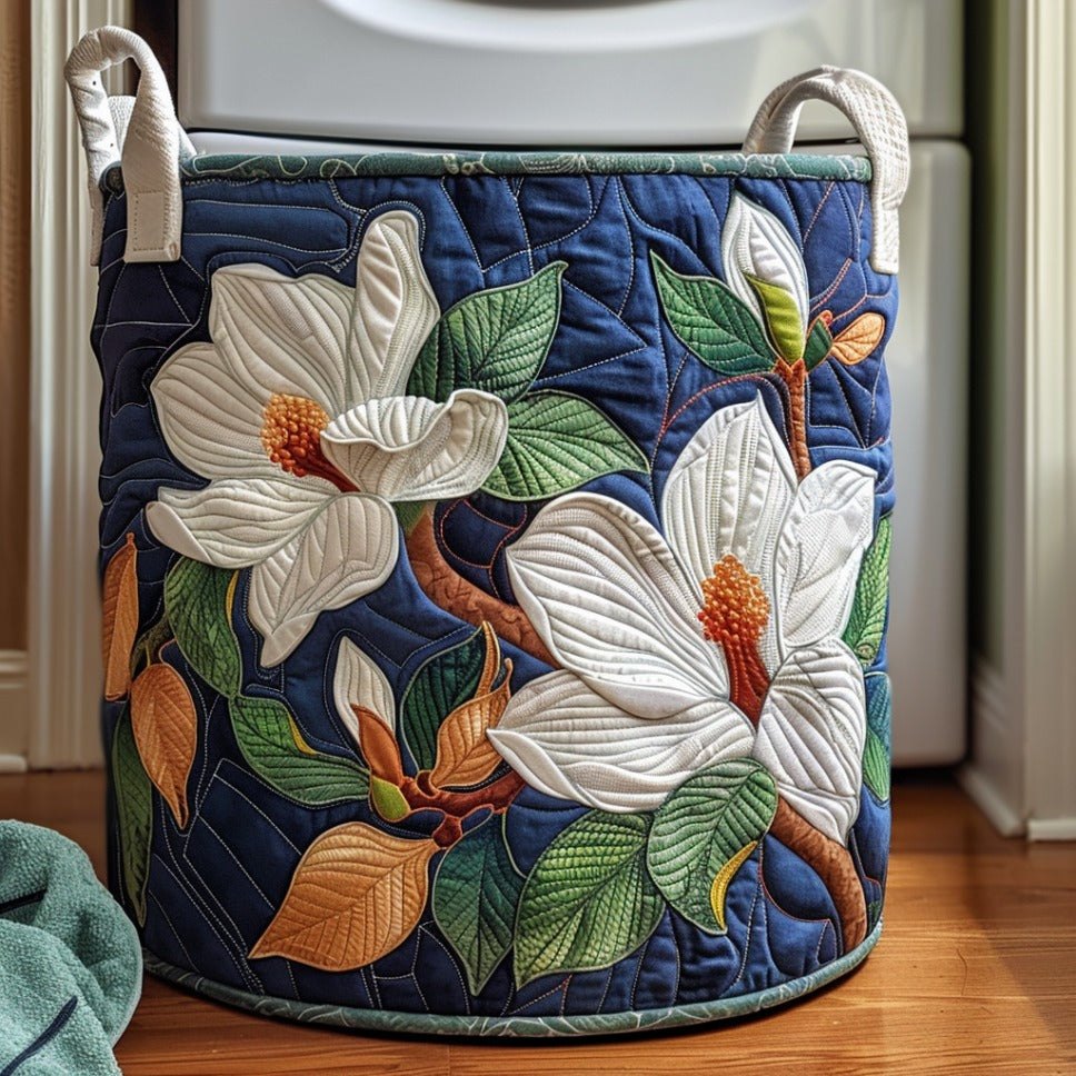 Magnolia Bloom Quilted Laundry Hamper printed laundry hamper