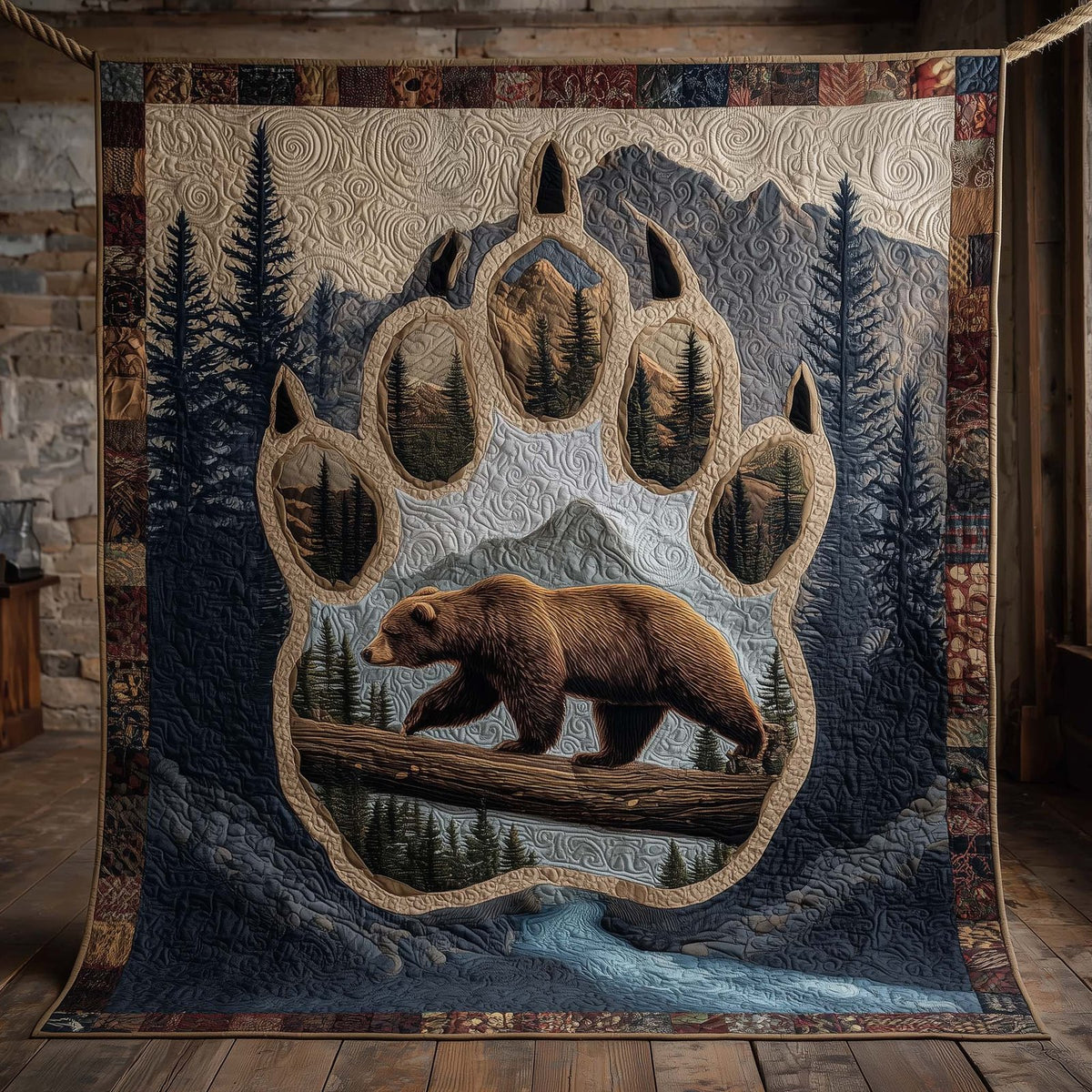 Majestic Bear Quilted Blanket printed blanket