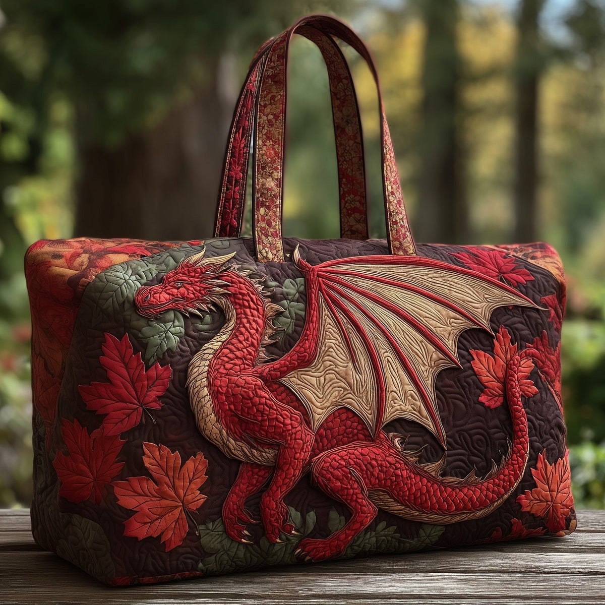 Majestic Dragon Quilted Duffle Bag printed duffle bag