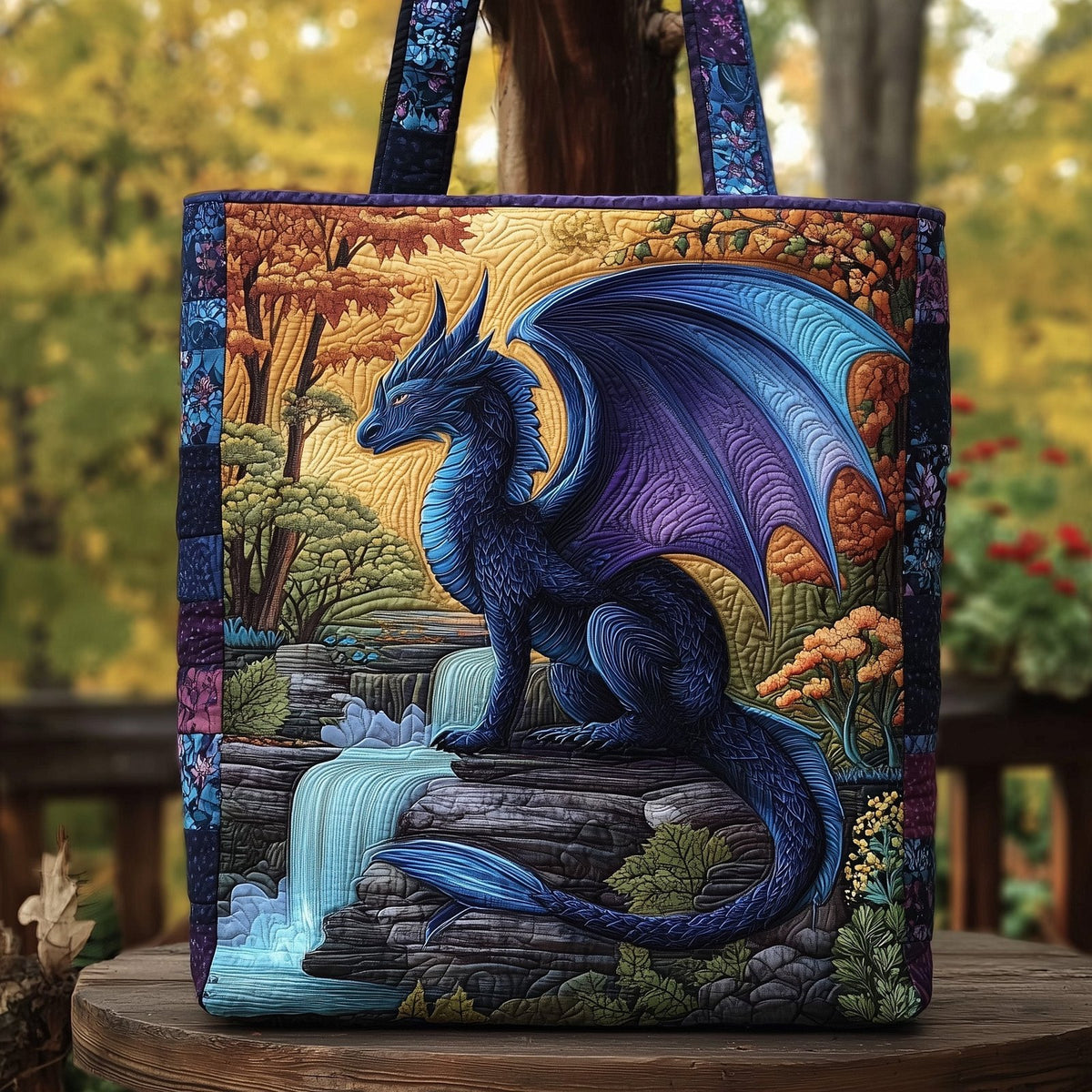 Majestic Dragon Quilted Tote Bag printed tote bag