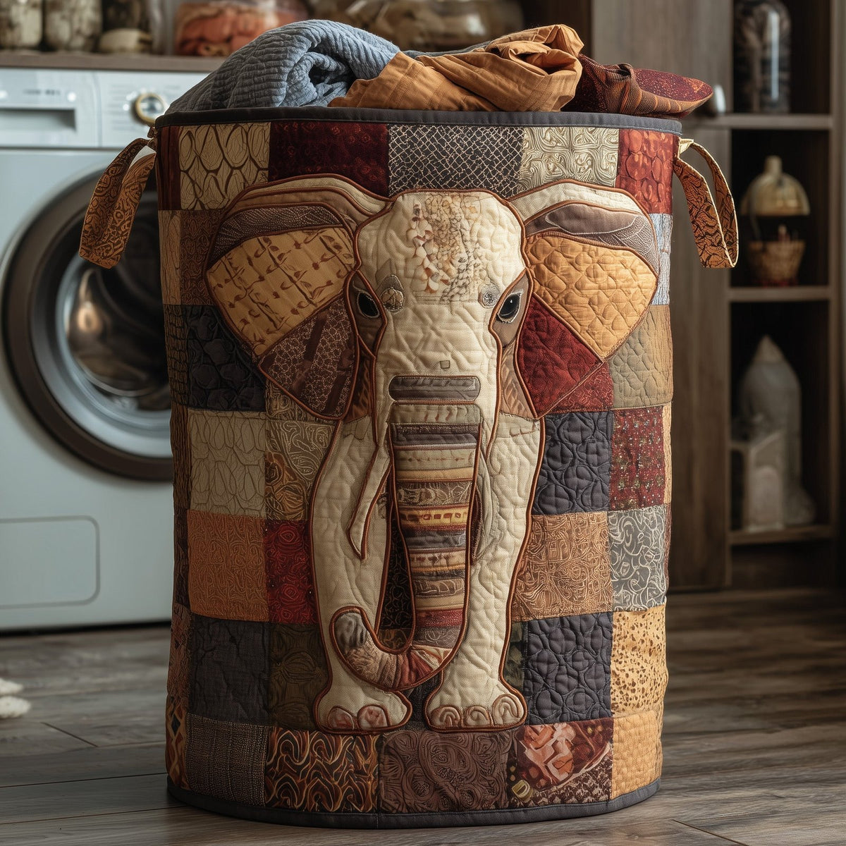 Majestic Elephant Quilted Laundry Hamper printed laundry hamper