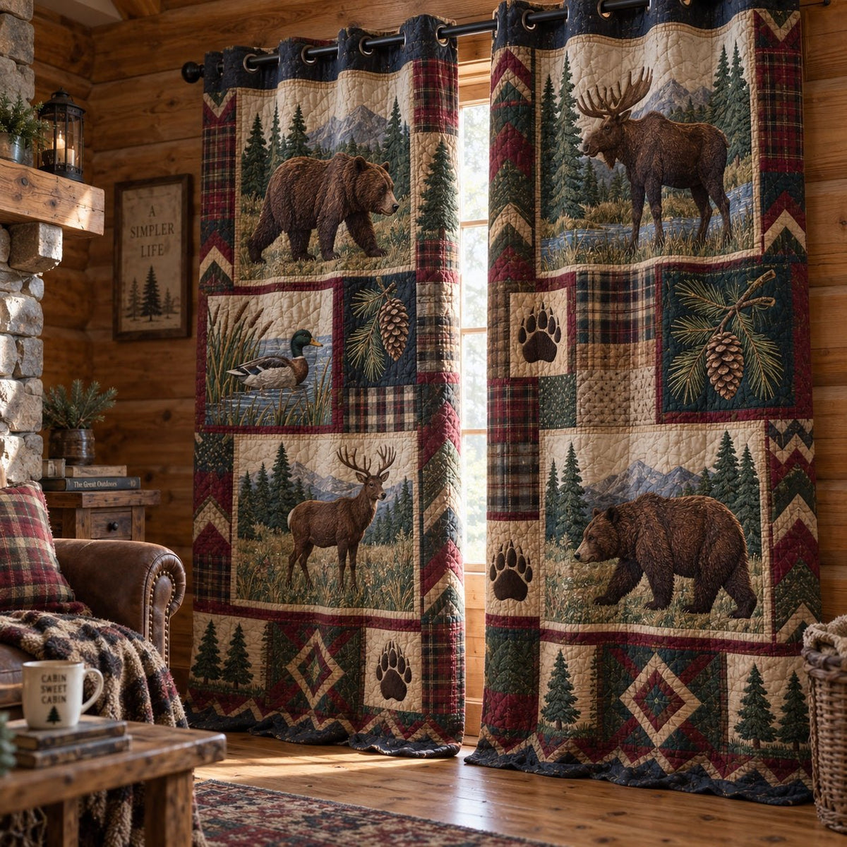 Majestic Forest Grove Quilted Curtains printed door curtain