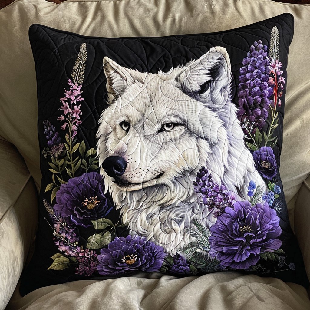 Majestic Wolf Quilted Cushion Cover printed cushion cover