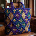 Mardi Magic Quilted Tote Bag printed quilted tote bag