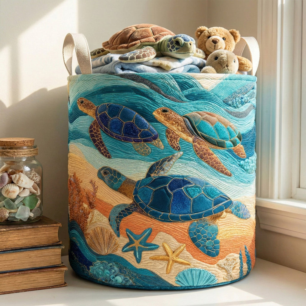 Marine Garden Glow Quilted Laundry Hamper printed laundry hamper
