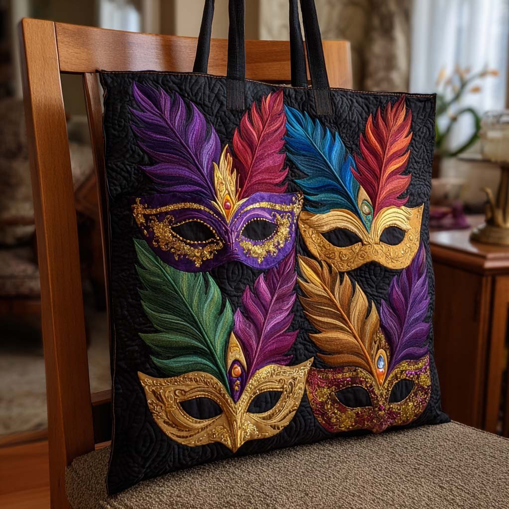 Masquerade Flow Quilted Tote Bag printed quilted tote bag