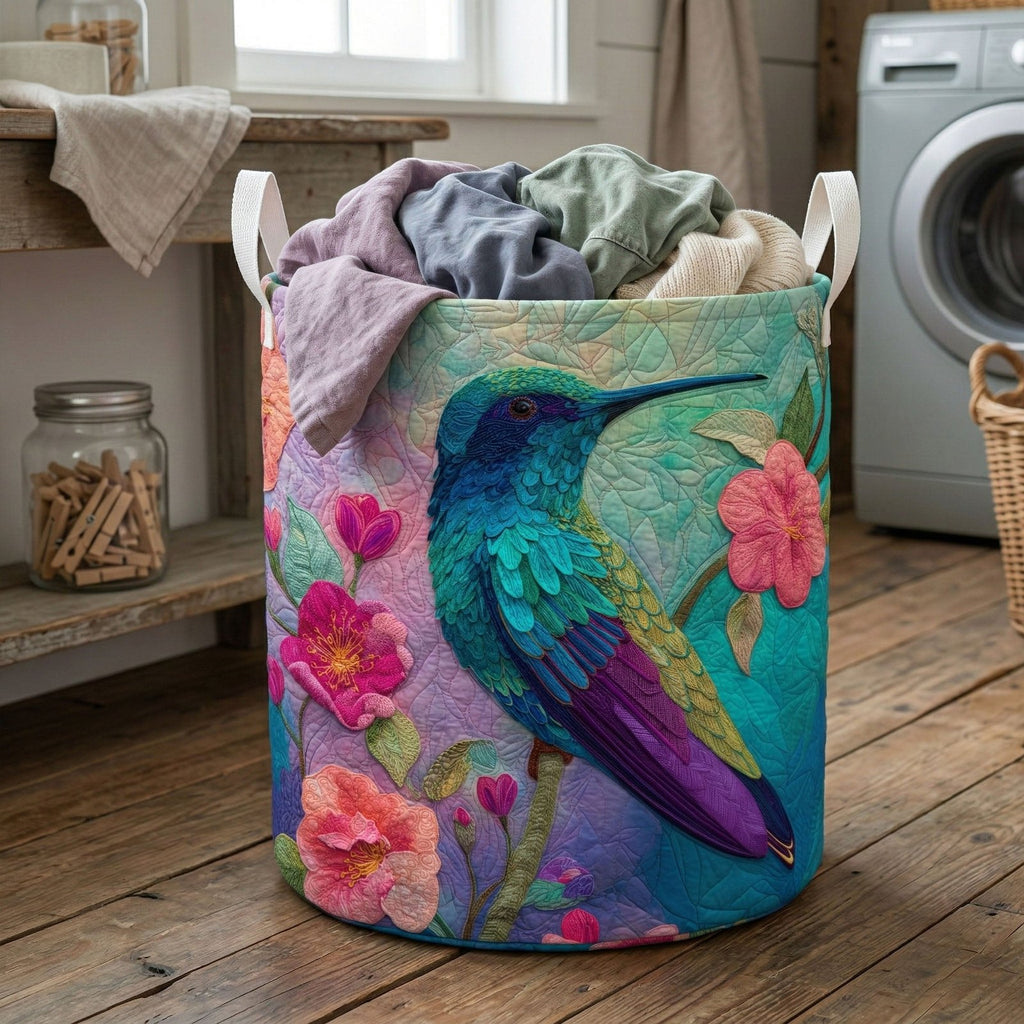 Meadow Petal Quilted Laundry Hamper printed laundry hamper