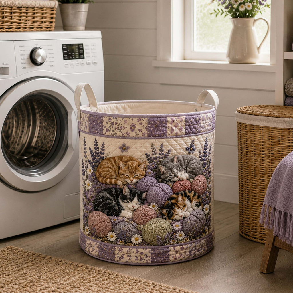 Meadow Whiskers Quilted Laundry Hamper printed laundry hamper