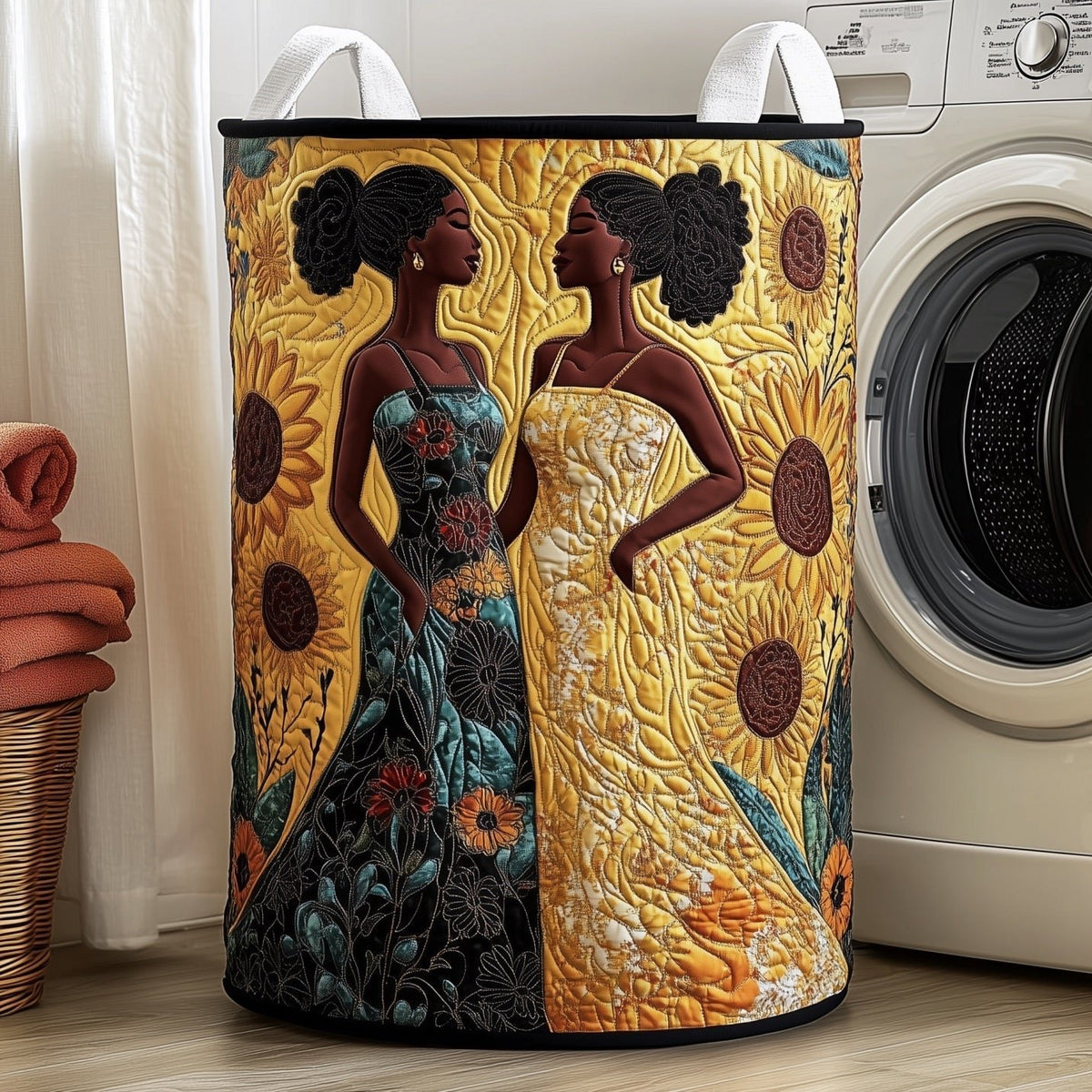 Melanin Quilted Laundry Hamper printed laundry hamper