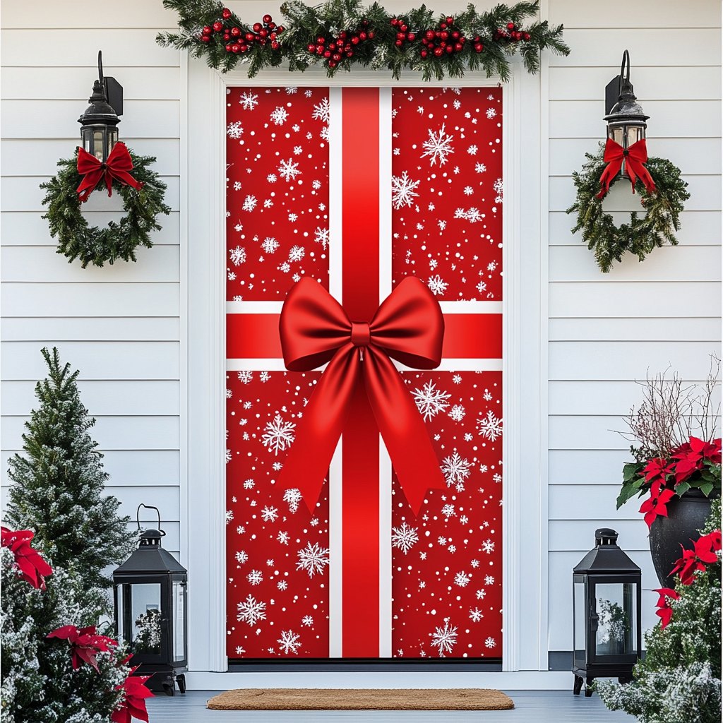 Merry Bow Quilted Door Curtain printed door curtain