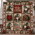 Merry Christmas Gnome Patchwork Quilted Blanket printed quilt blanket