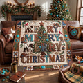 Merry Christmas Quilted Blanket printed quilt blanket
