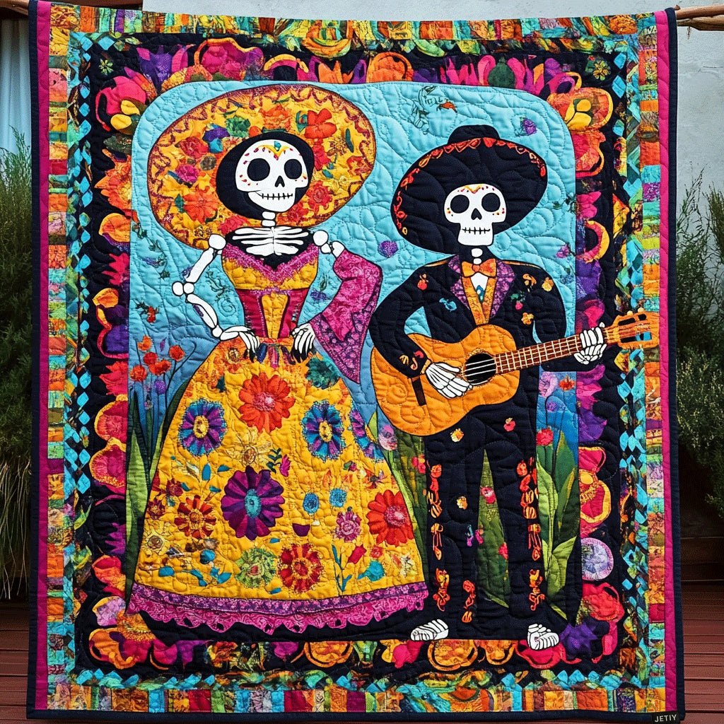 Mexican Day Of The Dead Quilted Blanket printed blanket