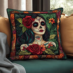 Mexican Heritage Skull Quilted Cushion Cover printed cushion cover