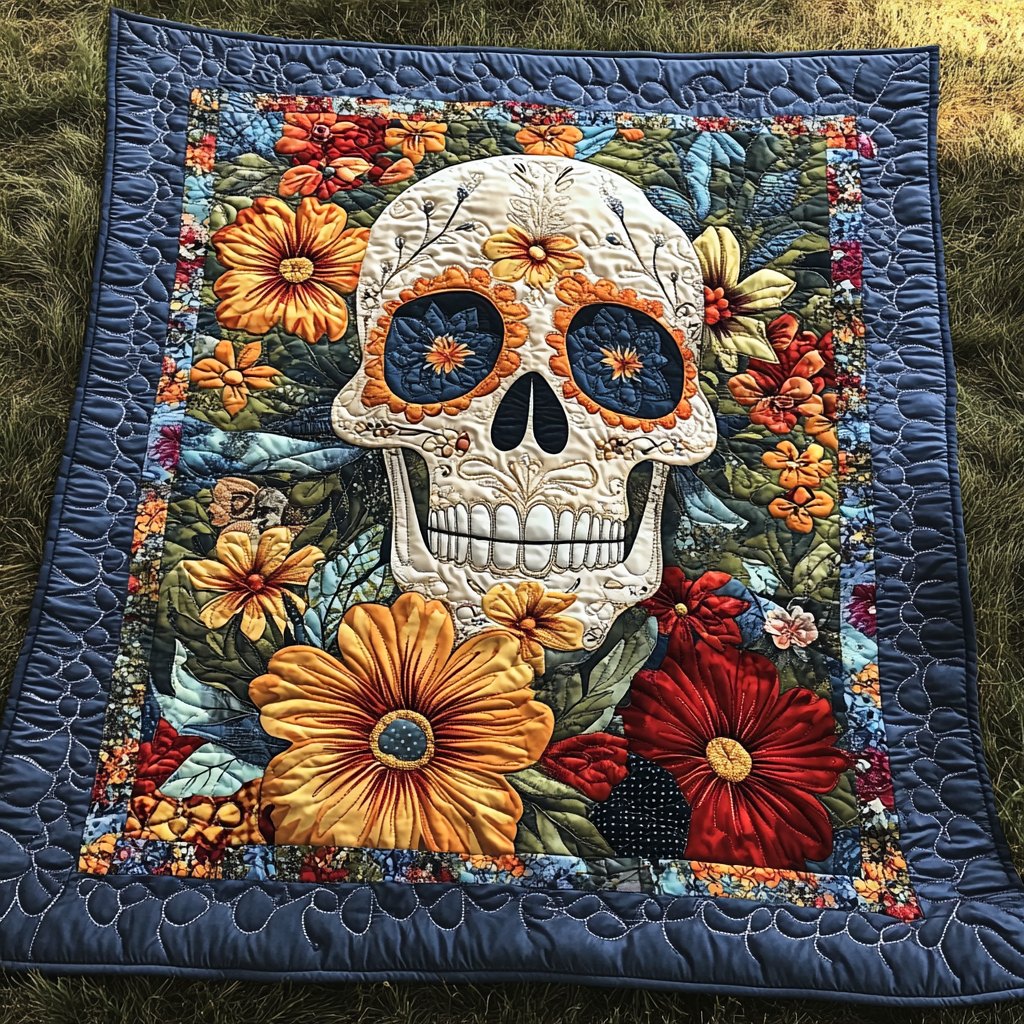 Mexican Skull Art Quilted Blanket printed blanket