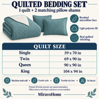 MiravoHome quilted bedding set construction, included pieces, size and care guide