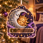 Eclipse Reverie Acrylic Cash Holder Ornament with printed optical 3D celestial artwork in a bedroom-inspired setting