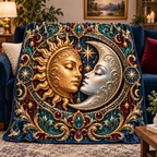 Celestial Treasury Sherpa & Fleece Blanket with flat printed celestial jewel-look optical 3D art
