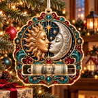 Celestial Treasury Acrylic Cash Holder Ornament with flat printed celestial jewel-look optical 3D art